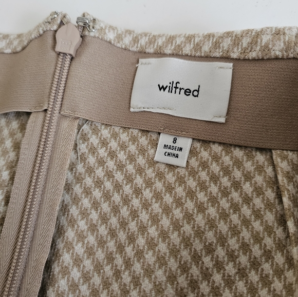 Wilfred Classic A-line Tan Houndstooth Mini Skirt. Size 8 - Picture 3 of 7